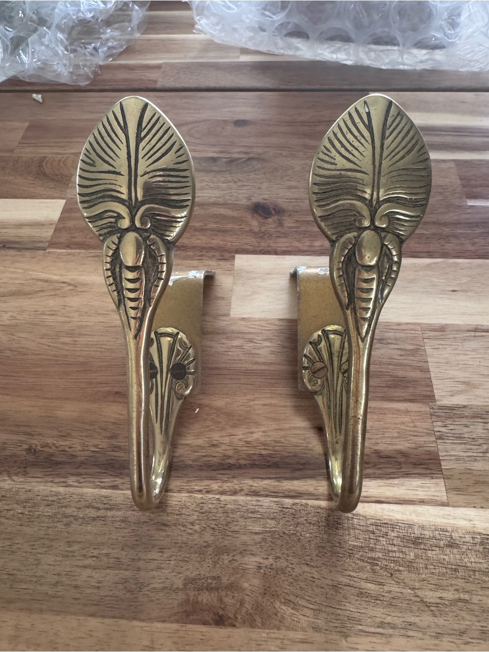 Brass Finish Decorative curtain Wall Hooks - brass vintage
